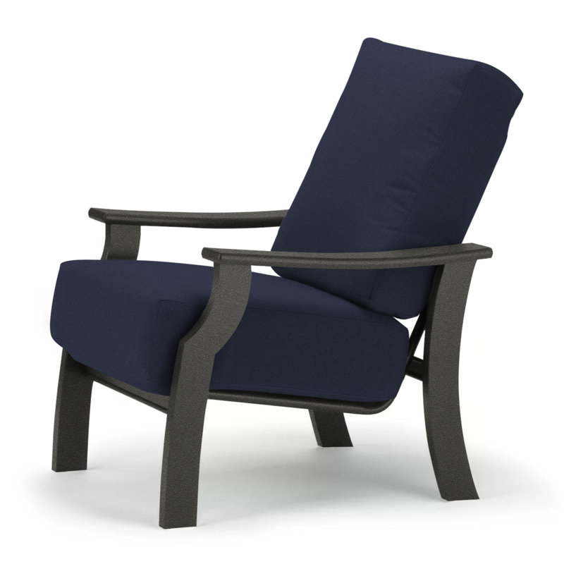 St. Catherine Outdoor Lounge Chair, Canvas Navy Sunbrella® Canvas, Textured Graphite