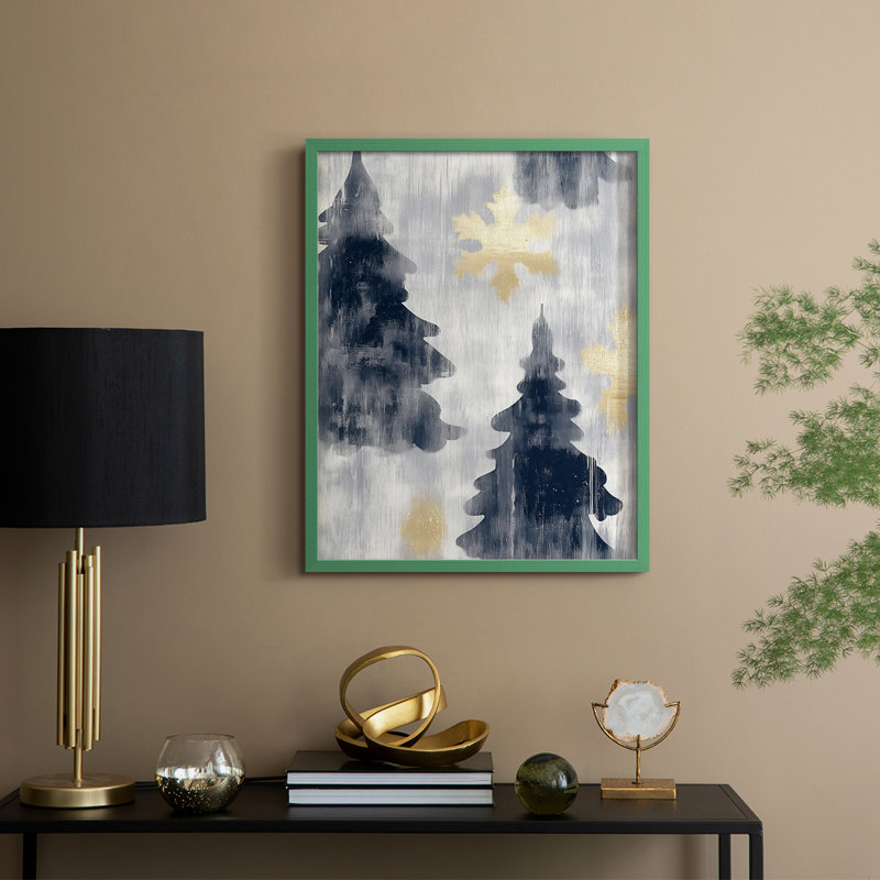 «Christmas Holiday Art» CCLxxix, reproduction d'art encadrée - bois massif, 15" H x 12" W, Vert