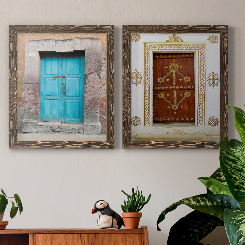 Porte topaze - ensemble de 2 reproductions de photos, H 20 po x l 17 po x P 1 po, Toile avec cadre en noyer, Pas de tapis