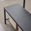 Ensemble de table et de chaises de cuisine en MDF et métal, 110 x 65 x 76 cm, avec rangement et structure en métal.