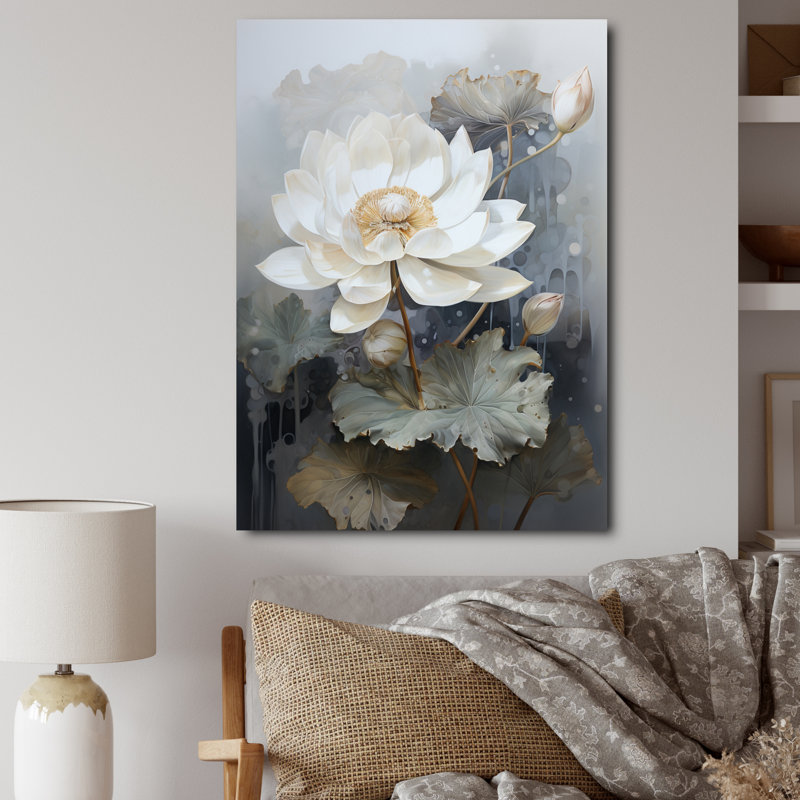 «Wesely White Flower Delicate Intricacy II», reproduction sur toile, H 32 po x l 16 po x P 1 po, Toile tendue