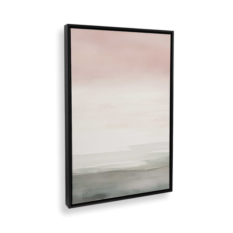 Peach Tranquility I Canvas Print, 18.75" H x 12.75" W x 1.75" D, Satin Black Floater Framed