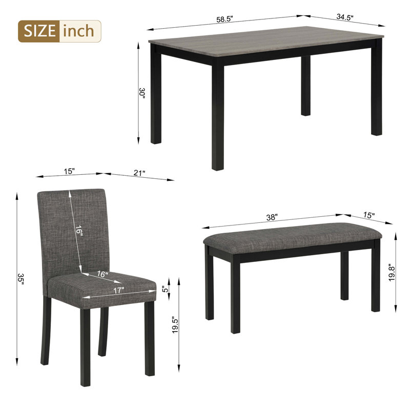 Ensemble de table avec 4 chaises, ensemble de table pour 4 avec chaises, ensemble de table en bois pour la cuisine, la salle à manger