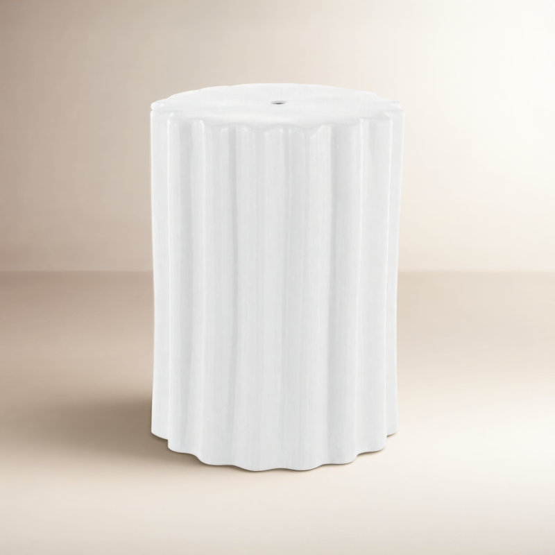Pier Ceramic Accent Stool, White