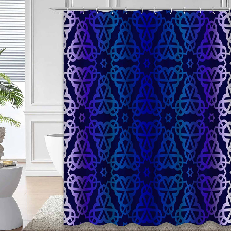 Rideau de douche bleu foncé à 12 crochets, L 72 po x l 84 po