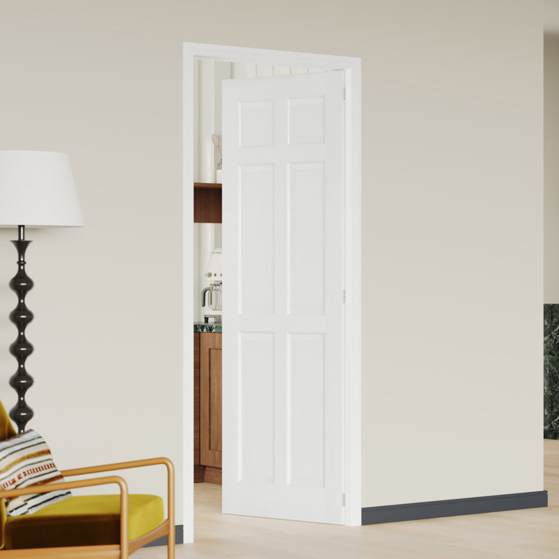 Prehung Door - Porte intérieure légère à 6 panneaux avec porte et garde-manger réglables (assemblage requis), Droite