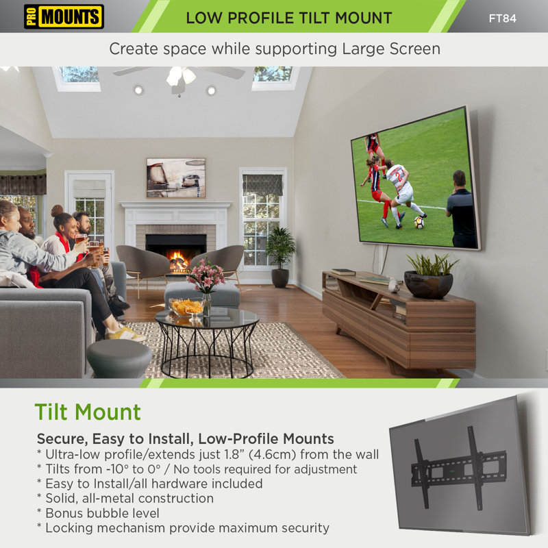 ProMounts Black Tilt TV Wall Mount for 50"-92" Screens, Holds 165 lbs.