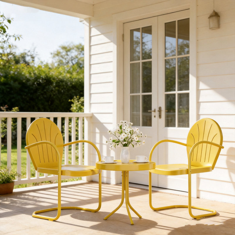 3-Piece Outdoor Bistro Set,Two-Person Patio Dining Set, Yellow