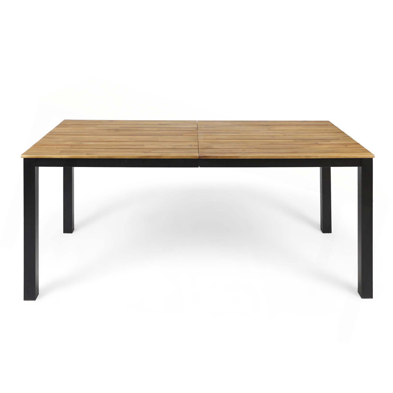 Table de salle à manger rectangulaire pour l'extérieur, table de patio en bois d'acacia de L 71 po, table bistro de ferme pour la cour, le jardin, le bord de la piscine, la terrasse