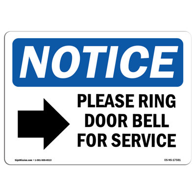 Please Ring Door Bell For Service Sign With Symbol Decal 5" X 3.5"