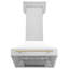 Hotte murale en acier inoxydable satiné avec coquille blanche matte et poignée ZLINE Autograph Edition 30 po-253242244