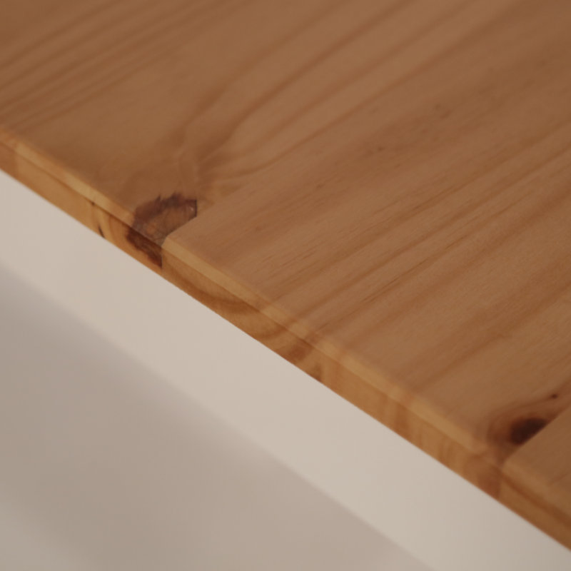 Ensemble de salle à manger en bois de pin massif 5 pièces Souheir, Blanc