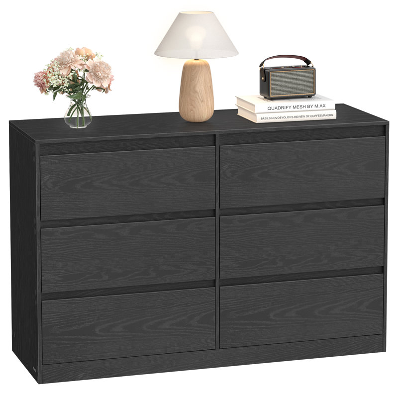 KAILYN Collection - Chest Of Drawers For Bedroom, Storage Organiser Unit With 6 Drawers, 40 X 119.4 X 75 Cm, Modern Style, Ebony