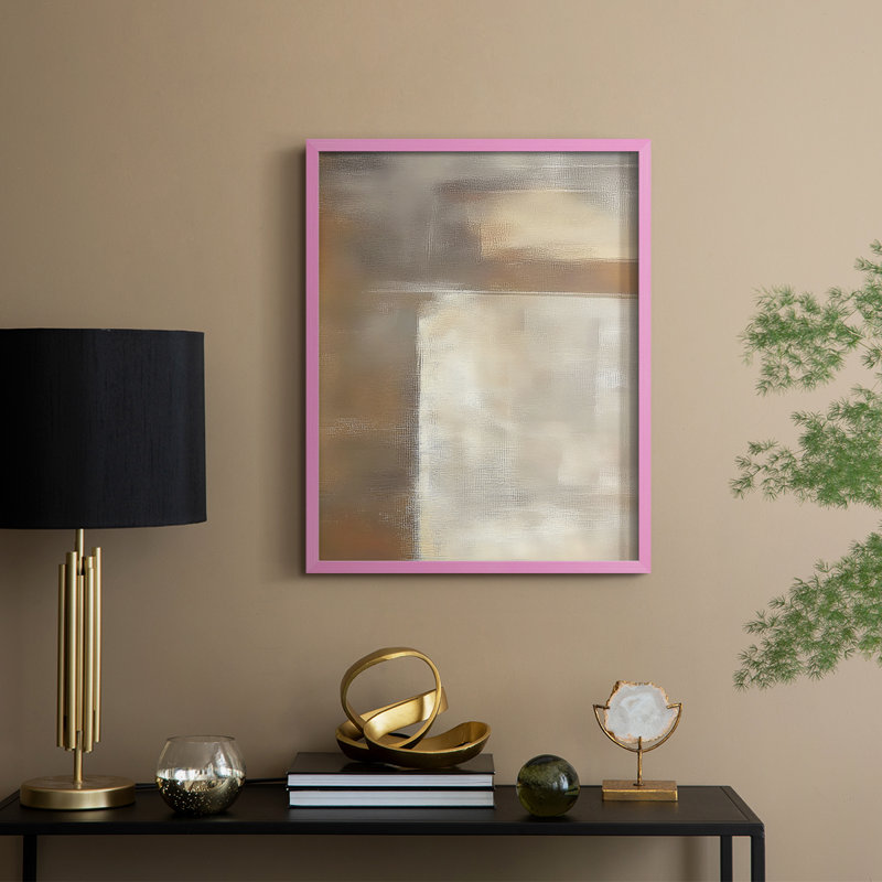 Abstrait, reproduction encadrée «III», prêt à être accroché, Rose, H 10 po x l 8 po