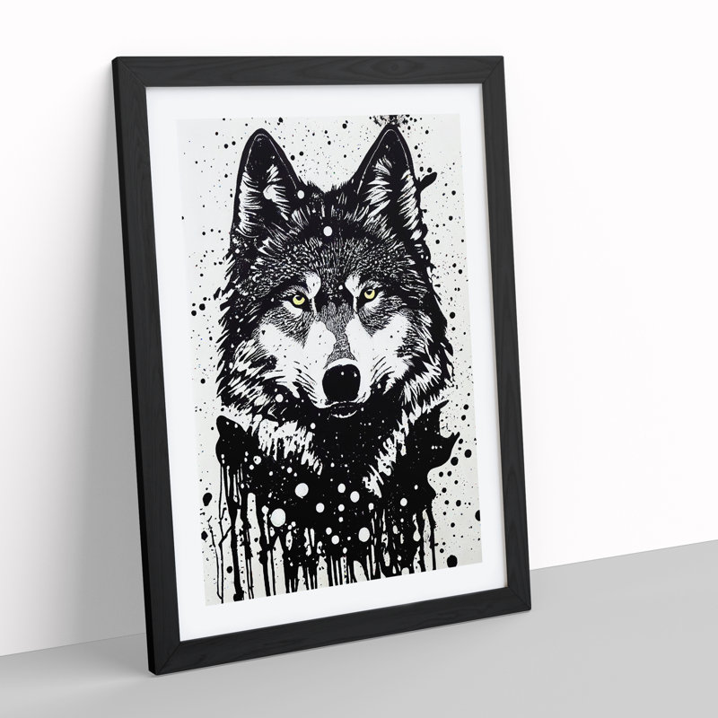XV1022-2385X Graffiti Wolf No.4 - Single Picture Frame Print, Black, 64cm H x 46cm W
