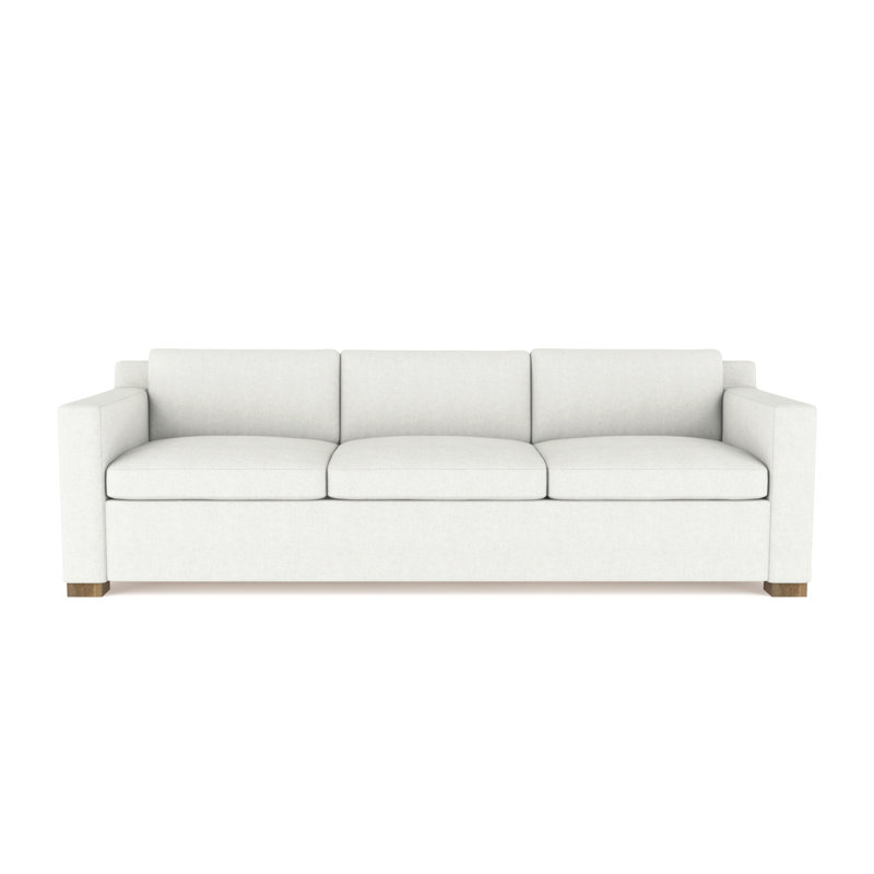 Mercer Track-Arm Sofa, Weathered, Plush Velvet Blanc, 33.5" H x 108" W x 39" D