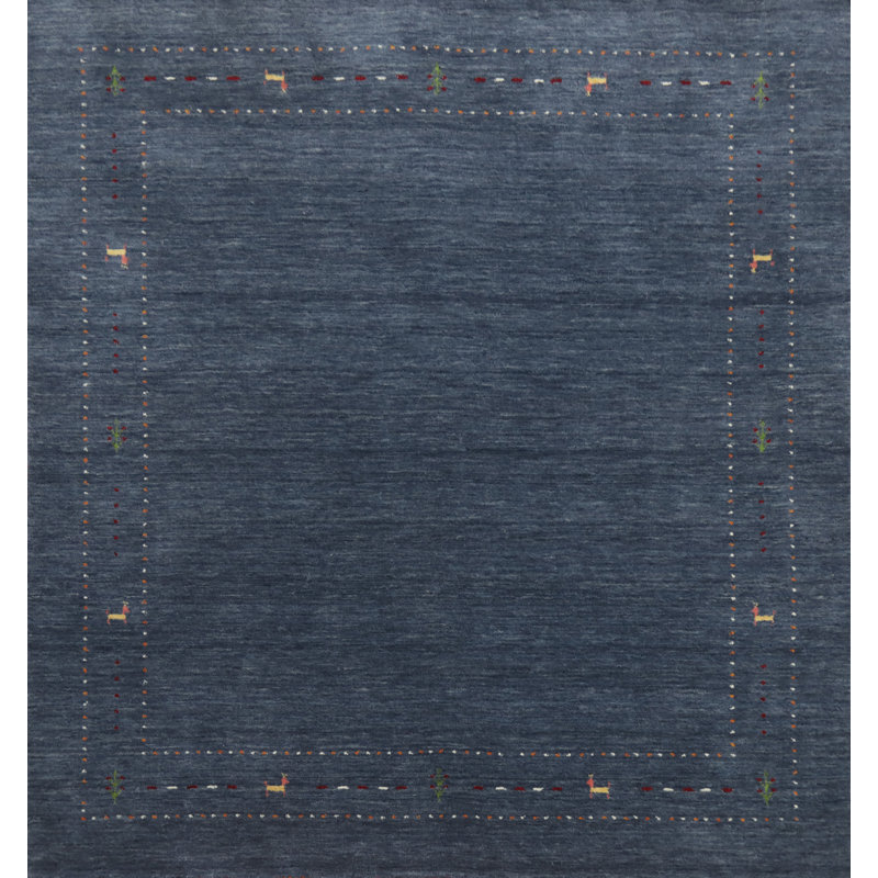 Tapis bleu indien tribal 6 x 6