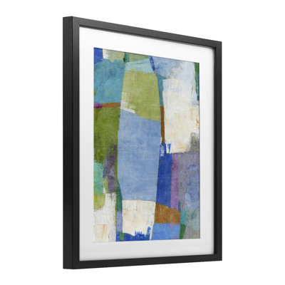 Blue Road Brushed Abstract Framed Print Under Glass, design by Suzanne Nicoll