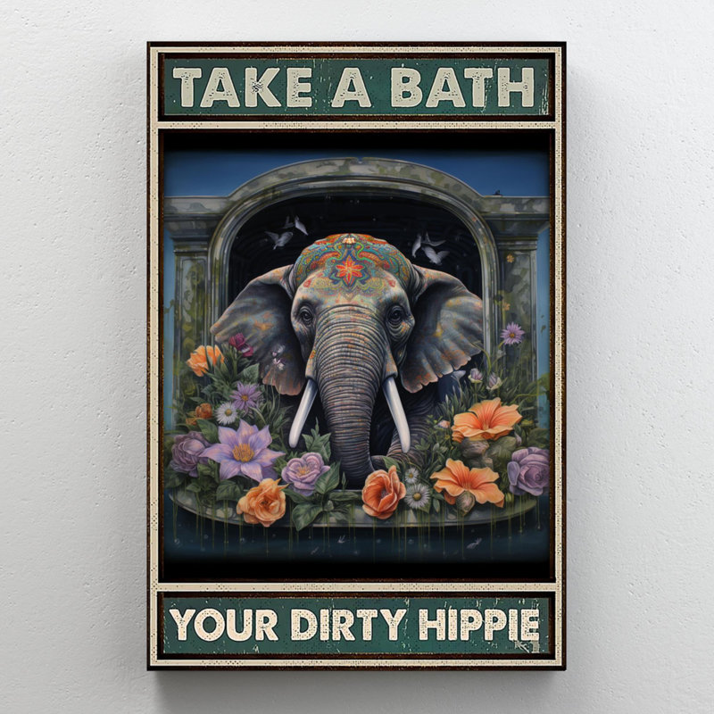Jasyiah " Elephant Take A Bath ", 36" H x 24" W x 1.25" D