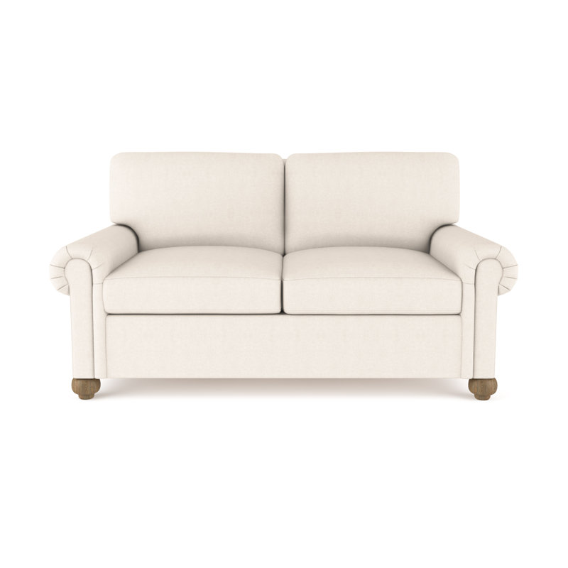 Leroy Loveseat, Weathered, Plush Velvet Alabaster, 36" H x 72" W x 43" D