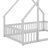 Amarionna Wood House-Shaped Floor Bed with Fence, Guardrails-1287232310-1277471102