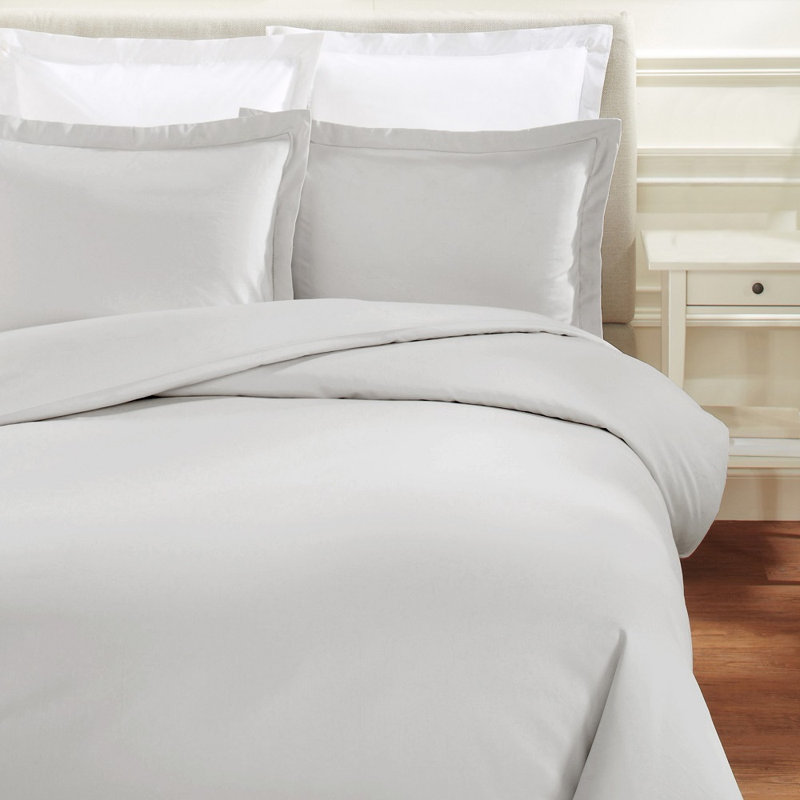 Austri Sateen Duvet Cover, Light Gray, King Duvet Cover + 2 King Shams