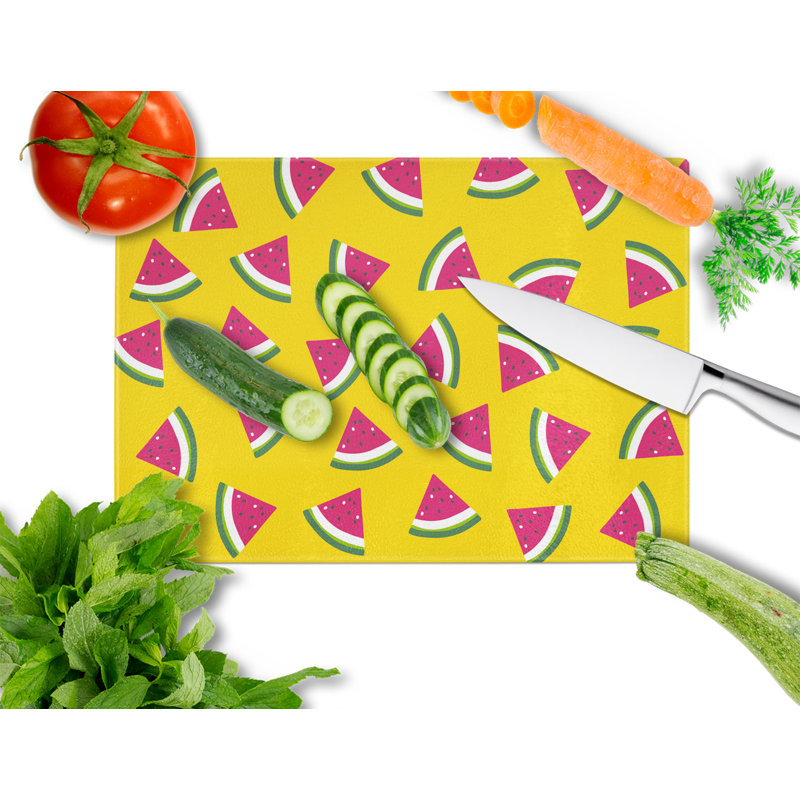 Caroline's Treasures Glass Watermelon Cutting Board, Yellow