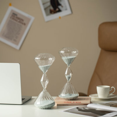 Geometric Tri-Layer Hourglasses With Grey Sand, 60-Minute Sand Timers