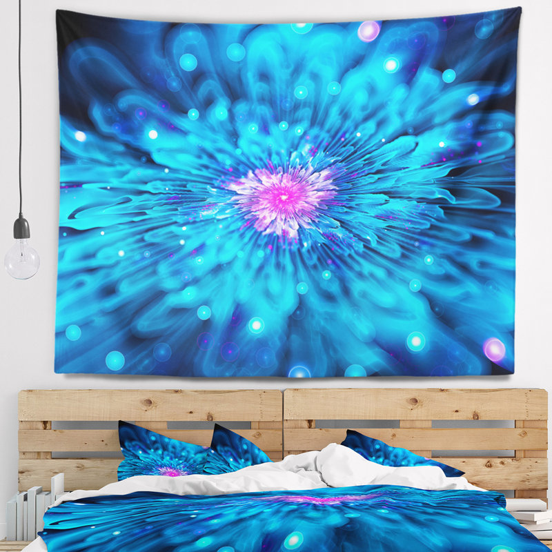 Tapisserie fleur florale florale bleu, H 78 po x l 92 po
