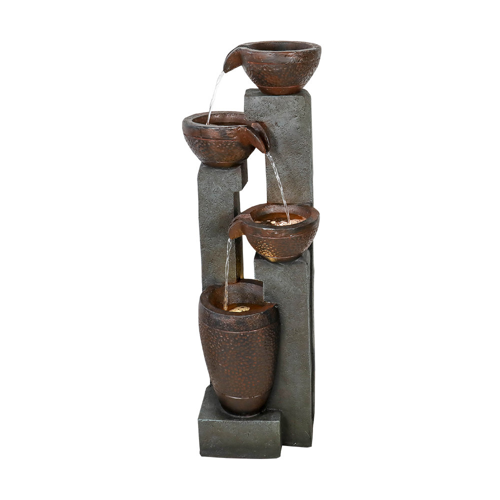 Bungalow Rose Weather Resistant Floor Fountain with Light | Wayfair