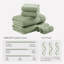 Ensemble de 6 serviettes de bain en coton haut de gamme, style turc, 600 g/m², vert moderne