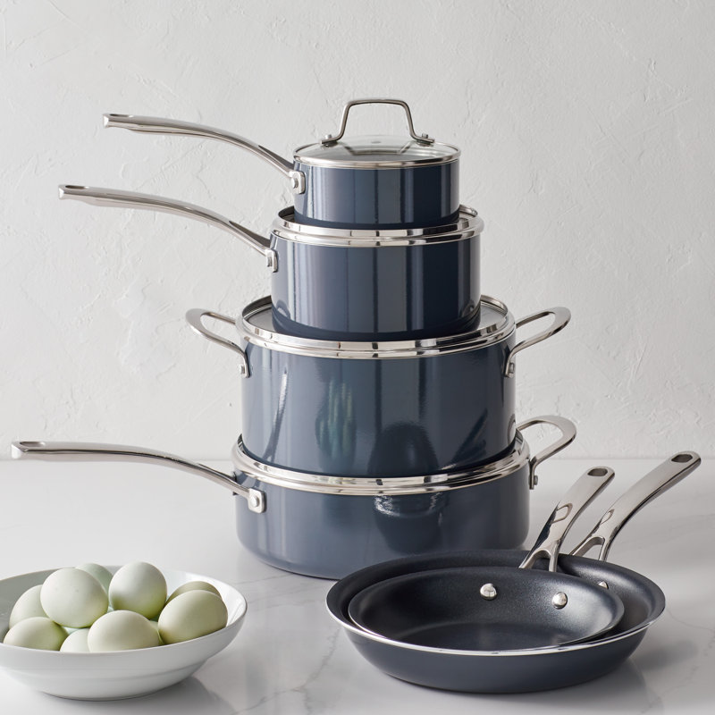 10-Piece Grey Nonstick Aluminum Enamel Cookware Set