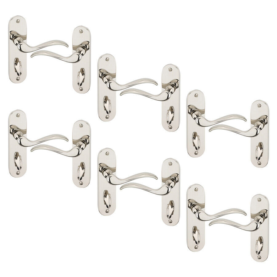 6x Urfic Geneva Metal Lever Latch Door Handles Set Rose Internal & External
