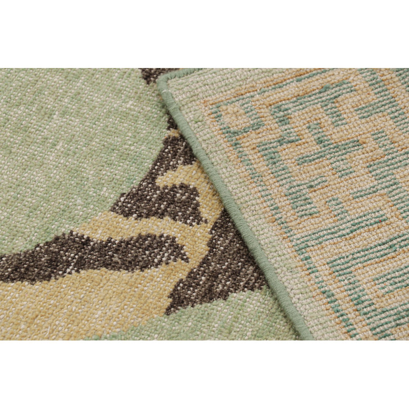 Rug & Kilim’S Distressed Tiger Skin Rug Design In Green With Pictorial, Rectangle 5' x 8'