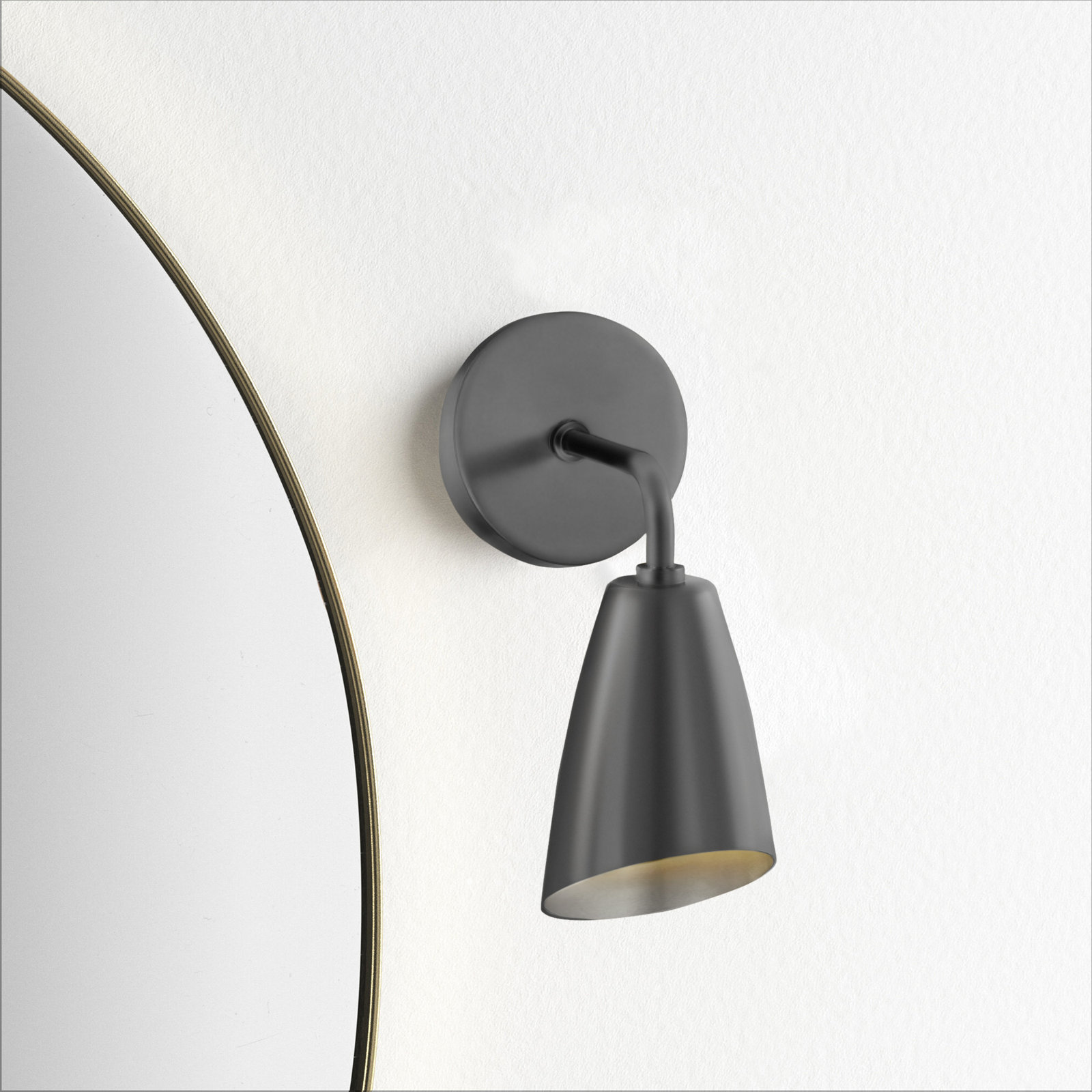 Miklos Single Light Steel Dimmable Armed Sconce, Old Bronze