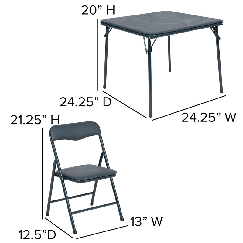 Kids Colorful 5 Piece Folding Table and Chair Set, Navy