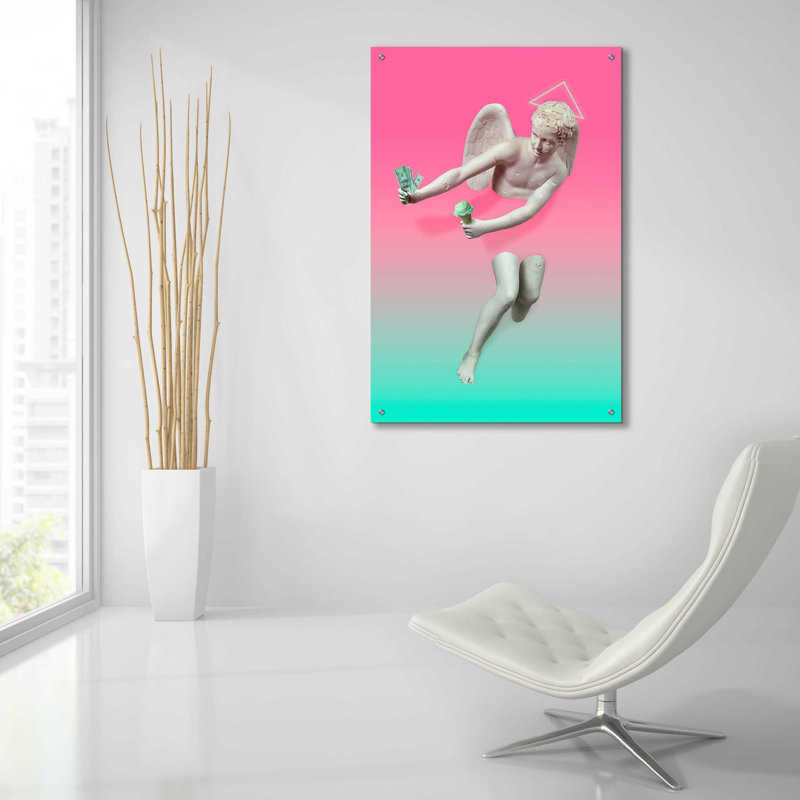 «Argent et pistache» par Robert Farkas, art mural en verre acrylique, H 36 po x l 24 po x P 0,2 po