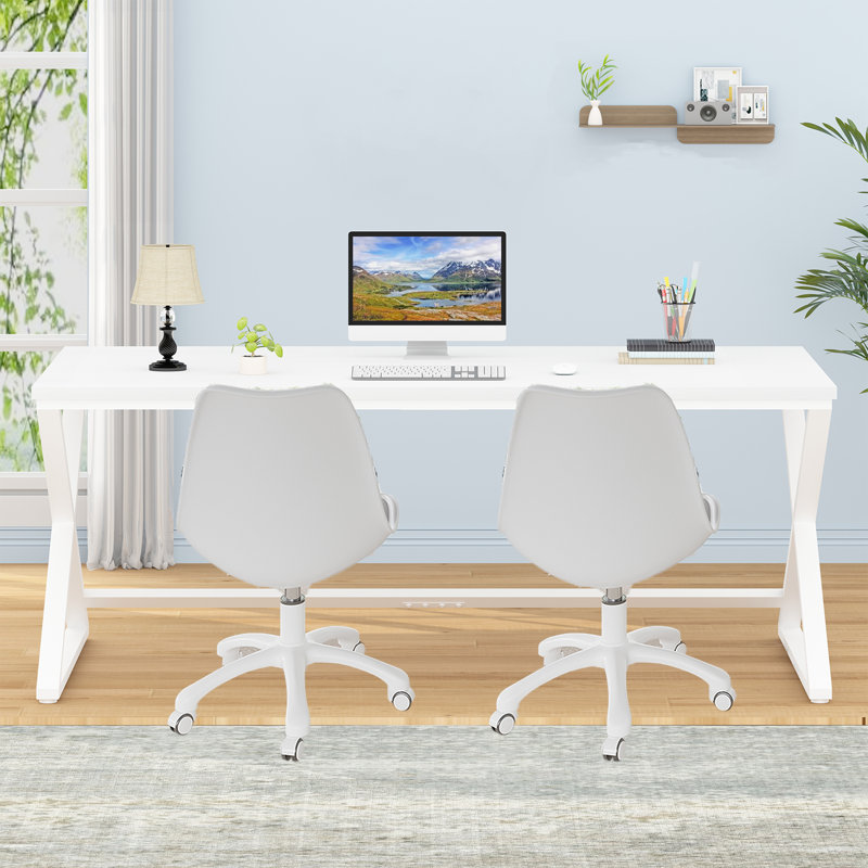 70.8" Computer Desk, Farmhouse Home Writing Desk, Industrial Wood Metal Legs Office Desk for Work Study, Vintage Minimalist Laptop Executive Workstation PC Gaming Table in Bedroom