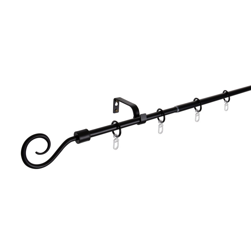 Basic Hook Curtain Pole Set, Black