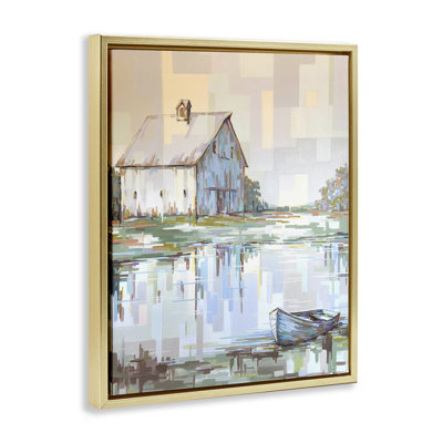 "Barn Reflections Landscape Floater", art mural par Linda Sperruche
