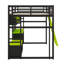 Structure contemporaine pour lit mezzanine double pleine grandeur, avec bureau, tablettes de rangement, lumières DEL, ports USB et panneau perforé-1538740092