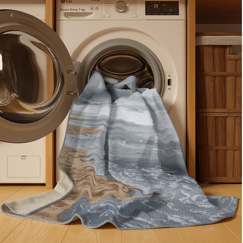 Tapis bord de mer lavable Foggy Shore, Rond 6 pi