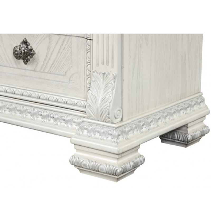 Commode 9 tiroirs Gittel, Fil de métal blanc brossé