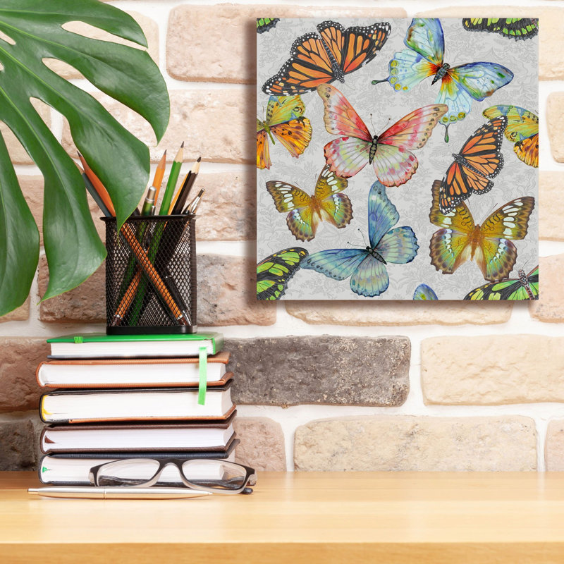 «Butterfly Gathering C» par Jean Plout, art mural sur toile, H 12 po x l 12 po
