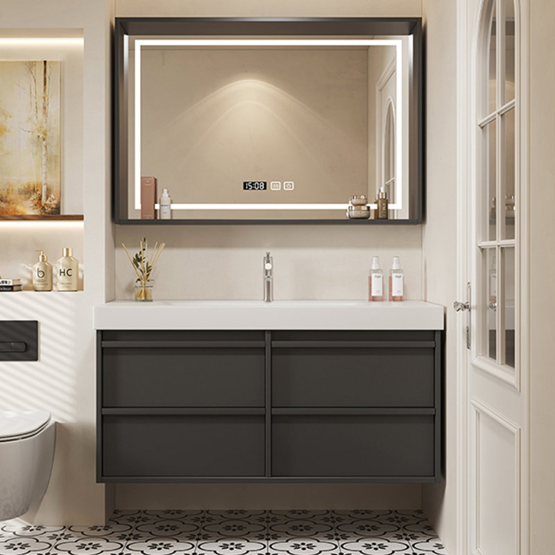 Stylish simple bathroom cabinet, 19.7" H x 47.2" W x 21.7" D, Dark Gray