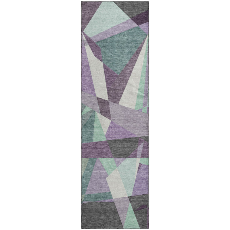 Premium Machine Washable Harjo AMF1609 Geometric Rug, Runner 2'3" x 7'6"