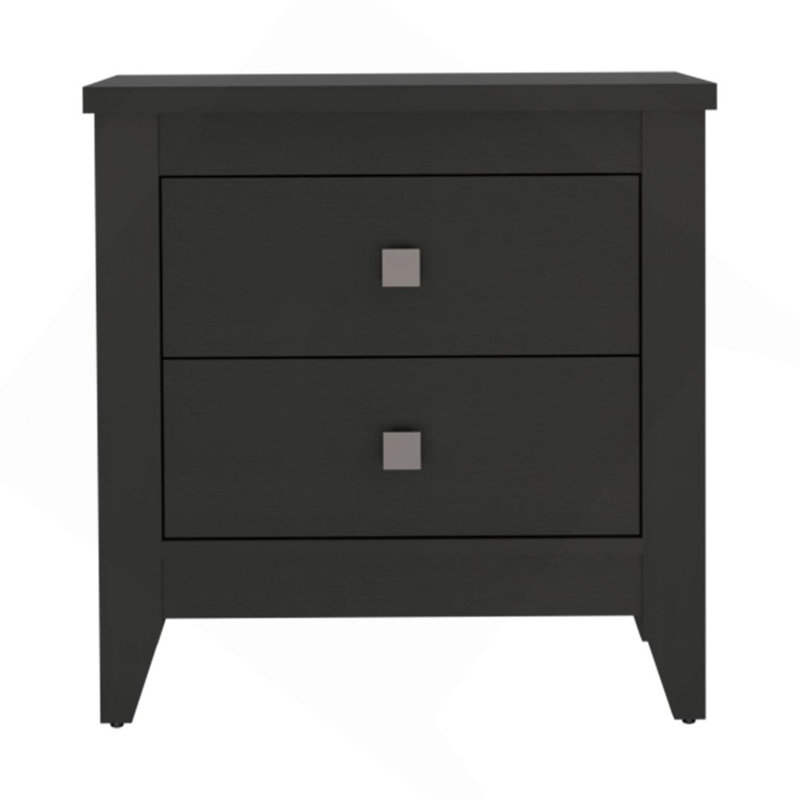 Amara Nightstand , End Table, Side Table Two Shelves, Four Legs -Black, Black