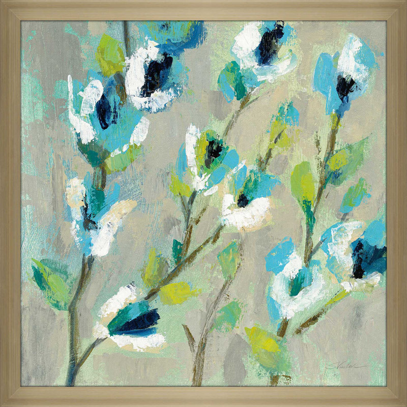 Branche fantaisiste I - Peinture, Encadrement champagne, H 31,5 po x l 31,5 po x P 1 po