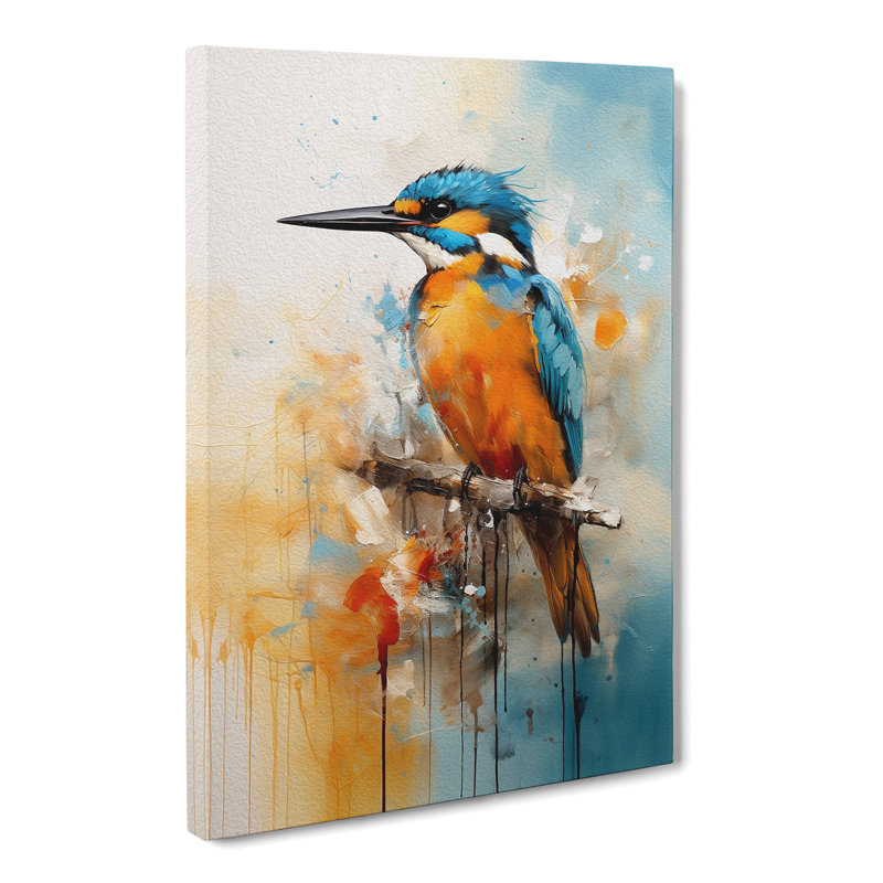 Kingfisher Gestural - Wrapped Canvas, 50cm H x 35cm W x 3cm D