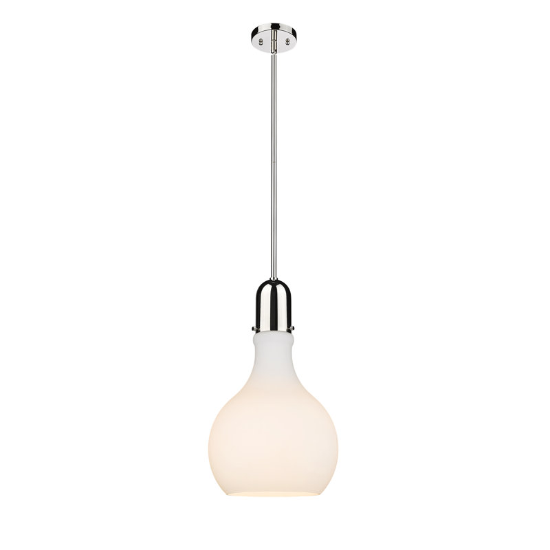 Luminaire suspendu à globe unique à 1 lumière, Blanc mat, H 53,25 po x l 11,75 po x P 11,75 po, DEL